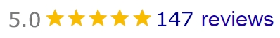 graphic showing 147 5 star reviews